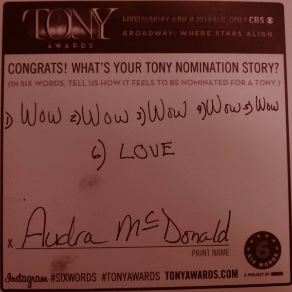 Photo Flash: Six-Word Memoirs from the 2014 Tony Noms Image