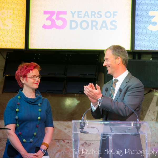 Steven Davidson presenting the Pauline McGibbons award to Karyn McCallum Photo