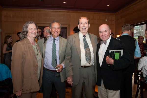 The Shakespeare Society''s Board President Ann McDonald, guest, Richard Easton, and J Photo