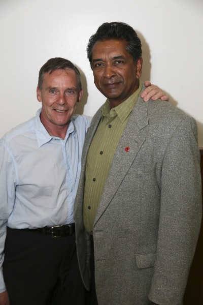 From left, cast members David Bannerman and Marvin Ishmael pose backstage after the o Photo