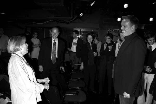 Director Jason Moore greets Mary Rodgers Guettel & guests at the Opening Night of the Photo