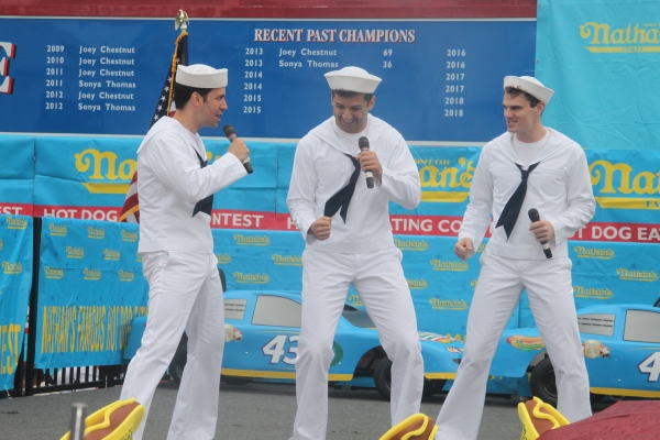 Exclusive Photo Coverage: ON THE TOWN Stars Perform at Nathan's Fourth of July Hot Dog Eating Contest!  Image