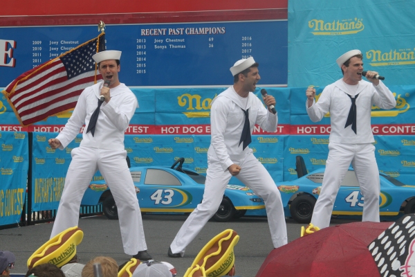 Exclusive Photo Coverage: ON THE TOWN Stars Perform at Nathan's Fourth of July Hot Dog Eating Contest!  Image