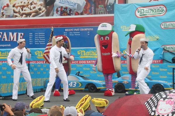 Exclusive Photo Coverage: ON THE TOWN Stars Perform at Nathan's Fourth of July Hot Dog Eating Contest!  Image