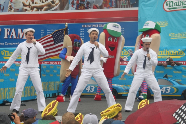 Exclusive Photo Coverage: ON THE TOWN Stars Perform at Nathan's Fourth of July Hot Dog Eating Contest!  Image