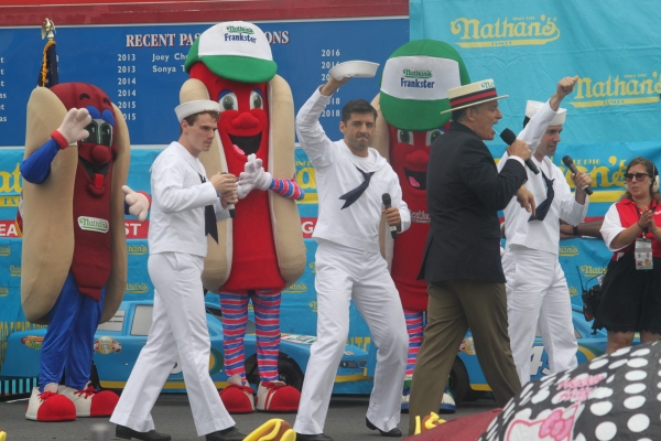 Exclusive Photo Coverage: ON THE TOWN Stars Perform at Nathan's Fourth of July Hot Dog Eating Contest!  Image