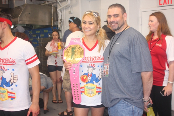 Exclusive Photo Coverage: ON THE TOWN Stars Perform at Nathan's Fourth of July Hot Dog Eating Contest!  Image