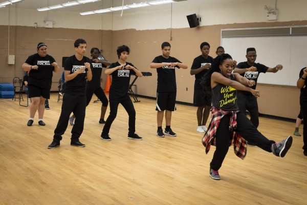 Faculty member Kristolyn Lloyd (Heathers: The Musical) teaches a dance combination to Photo