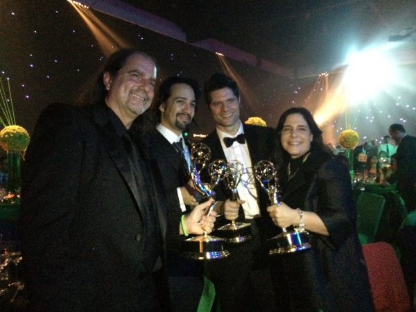 Glenn Weiss, Lin Manuel Miranda, Tom Kitt and Dori Berinstein Photo