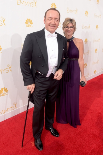 66th ANNUAL PRIMETIME EMMY AWARDS -- Pictured: (l-r) Actor Kevin Spacey (L) and Ashle Photo