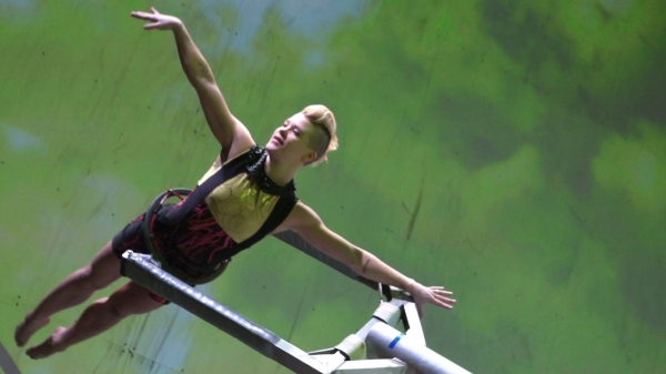 Jaclyn Carlson performing in ''Fly'' in FORCES. Photo
