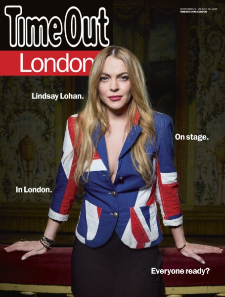 Photo Flash: SPEED-THE-PLOW Star Lindsay Lohan Dons Union Jack in Time Out London Cover Image
