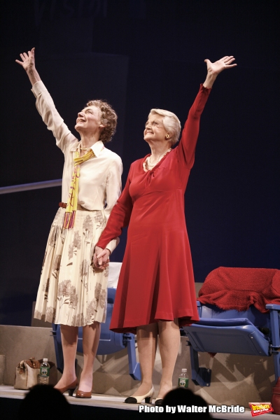 Marian Seldes & Angela Lansbury on stage for The Opening Night Performance Curtain Ca Photo