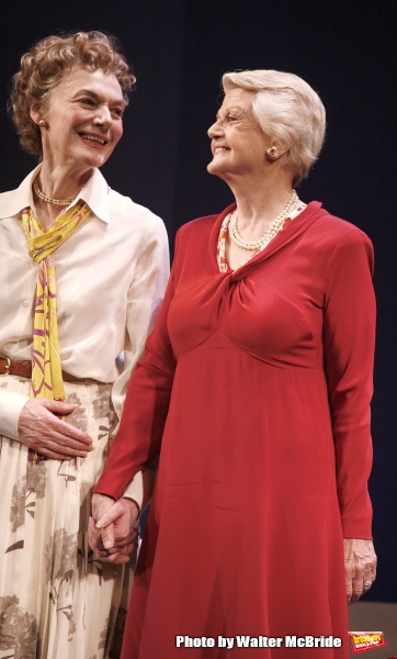 Marian Seldes & Angela Lansbury on stage for The Opening Night Performance Curtain Ca Photo