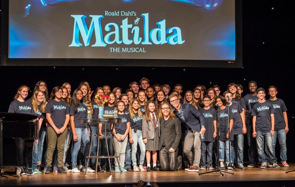 Center: Former Broadway MATILDA Bailey Ryon (red tie), composer/lyricist Tim Minchin  Photo