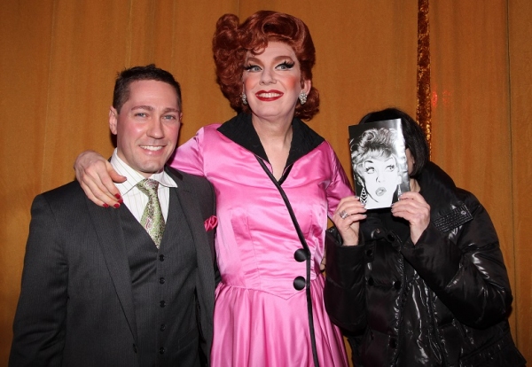 Joseph A. Berger, Lypsinka and celebrity photographer Roxanne Lowitt (holding up a pi Photo