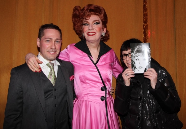  Joseph A. Berger, Lypsinka and celebrity photographer Roxanne Lowitt (holding up a p Photo