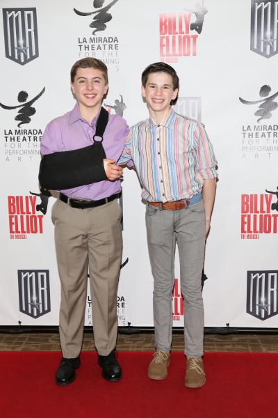 Noah Parets (cast for Billy before breaking his arm in rehearsals) and cast member Mi Photo