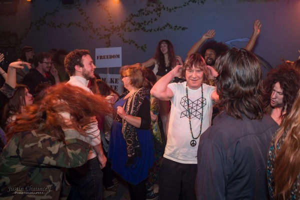 Jim Rado joins the cast of HAIR and the audience for the dance party Photo