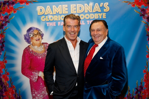 Actor Pierce Brosnan and Dame Edna creator and performer Barry Humphries Photo