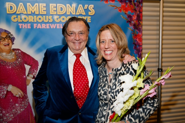 Dame Edna creator and performer Barry Humphries and Mary Melton, Los Angeles Magazine Photo