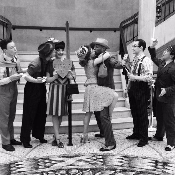 Photo Flash: Saturday Intermission Pics - Feb. 14 Part 2 - ON THE TOWN Cast Sells Kisses and More! Image