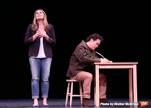 Heidi Blickenstaff and Brian D'Arcy James during a rehearsal presentation of 'Somethi Photo
