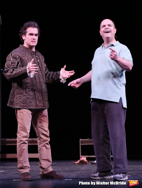 Brian D'Arcy James and Brad Oscar during a rehearsal presentation of 'Something Rotte Photo