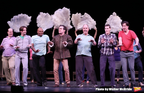 Brian D'Arcy James and Brad Oscar with the cast during a rehearsal presentation of 'S Photo