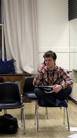 Patrick Pribyl (Luke) rehearses a scene from NEAT & TIDY Photo