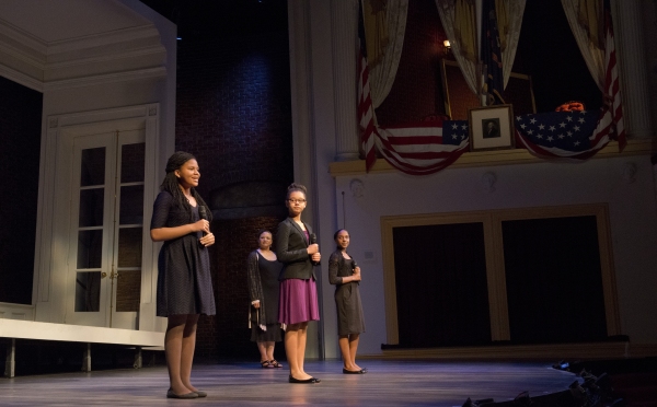 Aniya Rios, Isabella Grady, Leena Mohammed with actress Caroline Clay Photo