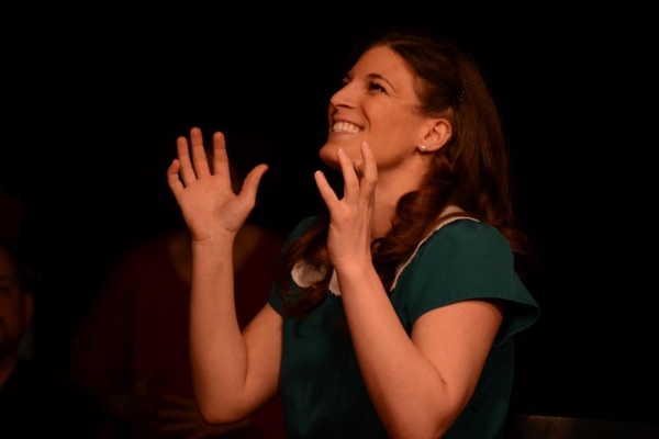 Kristen Gehling performing a monologue from 28 Marchant Avenue, as Rosemary Kennedy. Photo