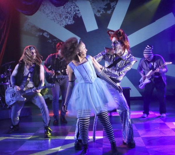Ariana Burks is Alice and Andrew Mueller plays the glam rocker Cheshire Cat Photo