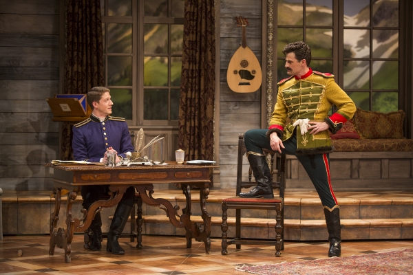 Zach Appelman as Captain Bluntschli and Enver Gjokaj as Major Sergius Saranoff Photo