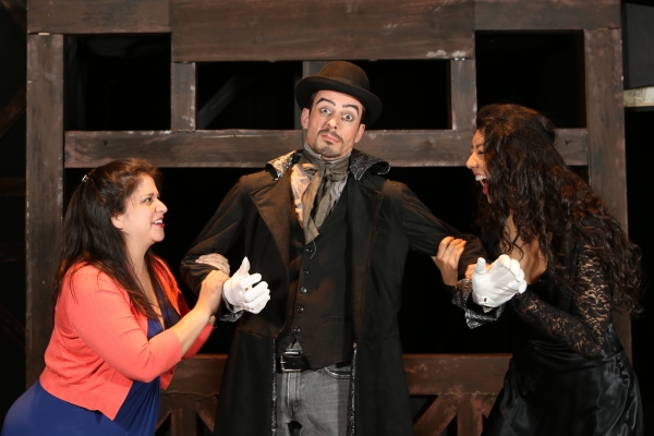 Christina Rios as Lucy Brown, Todd Schaefer as Capt. Macheath, and Cherlynn Alvarez a Photo