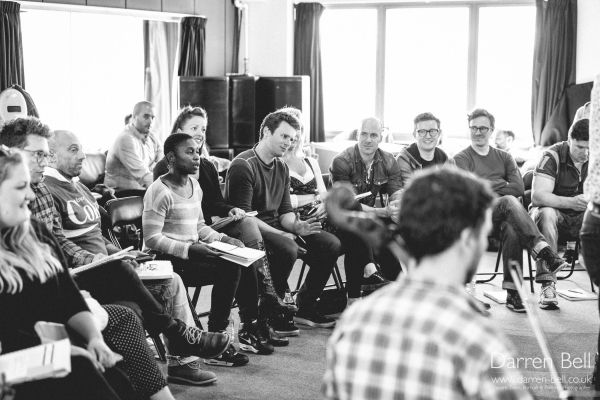 Exclusive Photos: Jonathan Groff and Company in Sitzprobe Rehearsal for HOW TO SUCCEED... Opening Tonight in London! Image