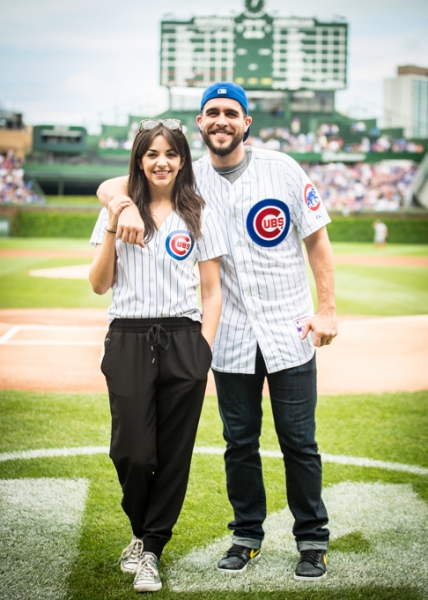 Exclusive Photo Coverage: ON YOUR FEET Stars Ana Villafañe and Josh Segarra Throw Out First Pitch at Chicago Cubs Game  Image