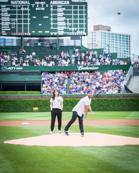 Exclusive Photo Coverage: ON YOUR FEET Stars Ana Villafañe and Josh Segarra Throw Out First Pitch at Chicago Cubs Game  Image