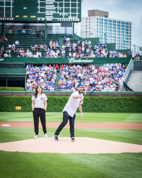 Exclusive Photo Coverage: ON YOUR FEET Stars Ana Villafañe and Josh Segarra Throw Out First Pitch at Chicago Cubs Game  Image