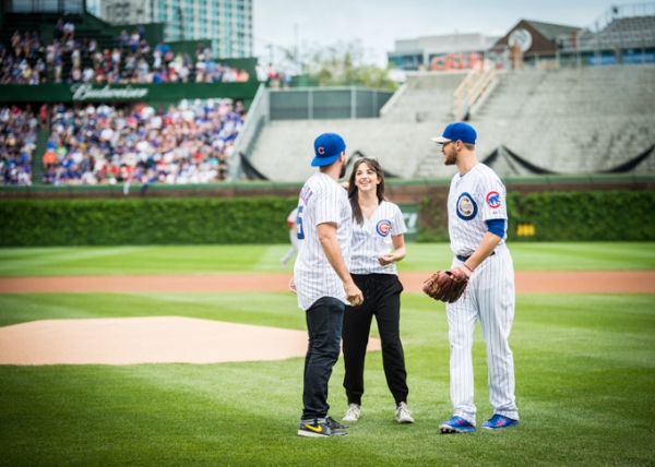 Exclusive Photo Coverage: ON YOUR FEET Stars Ana Villafañe and Josh Segarra Throw Out First Pitch at Chicago Cubs Game  Image