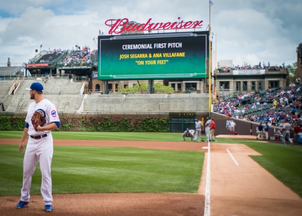 Exclusive Photo Coverage: ON YOUR FEET Stars Ana Villafañe and Josh Segarra Throw Out First Pitch at Chicago Cubs Game  Image