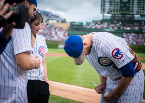 Exclusive Photo Coverage: ON YOUR FEET Stars Ana Villafañe and Josh Segarra Throw Out First Pitch at Chicago Cubs Game  Image