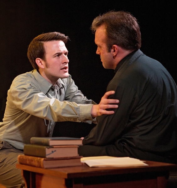 Justin Lemeiux (Mark Dolson) and Jakie Cabe (Father Tim Farley) Photo