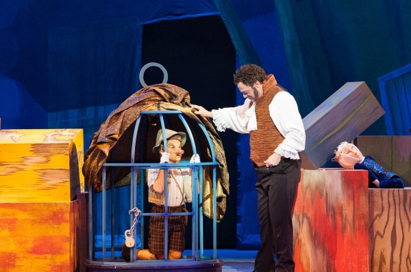 Topher Cundith as Pinocchio and Shaun-Michael Morse as Stromboli Photo