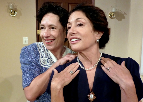 Kate (Lori Kaye) offers her best pearls to Blanche (Veronica Alicino) to wear out on  Photo