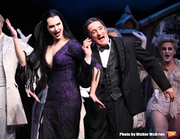 Brooke Shields as Morticia Addams & Roger Rees with Ensemble.at the Curtain Call for  Photo