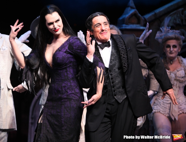 Brooke Shields as Morticia Addams & Roger Rees .at the Curtain Call for her debut in  Photo