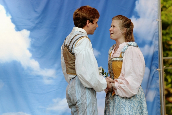 Kyle Brumly as Lysander and Tess Talbot as Hermia Photo