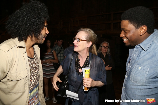 Meryl Streep visits Daveed Diggs and Okieriete Onaodowan Photo