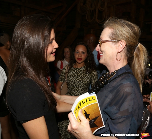 Meryl Streep visits Phillipa Soo and Jasmine Cephas Jones Photo
